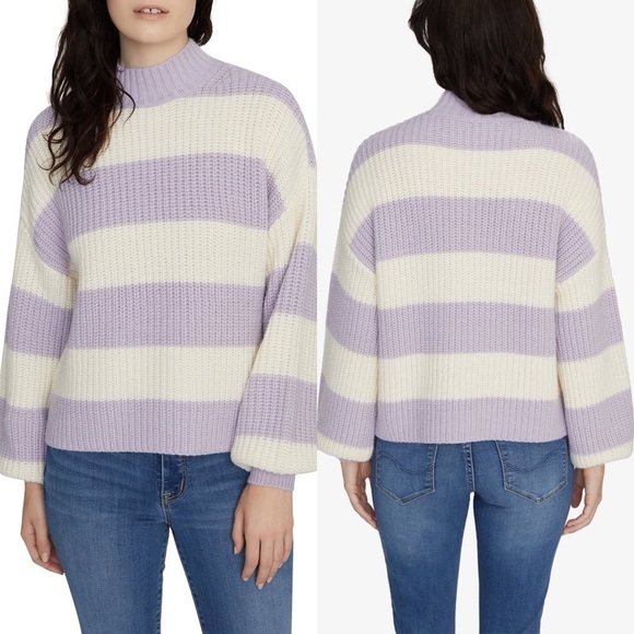 SANCTUARY NWT  Sweet Tooth Purple White Striped Sweater - Picture 1 of 8